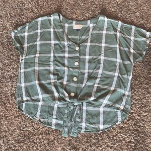 Universal Threads Sage Green Plaid Top